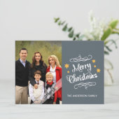 Vrolijke kersttypografie gepersonaliseerde foto gr feestdagenkaart (Staand voorkant)