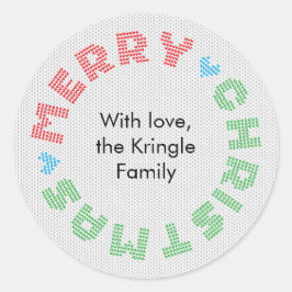 Vrolijke kersttypografie Holiday Wreath Ronde Sticker