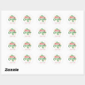 Vrolijke kersttypografie Holly Berry Family Ronde Sticker (Vel)