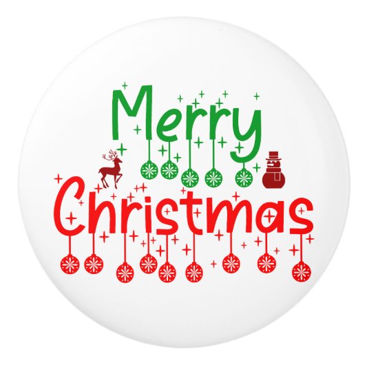 Vrolijke kersttypografie kunst keramische knop (Voorkant)