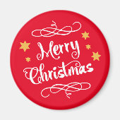 Vrolijke Kersttypografie Licht Rood Wit Magneet (Voorkant)