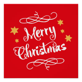 Vrolijke Kersttypografie Licht Rood Wit Perfect Poster