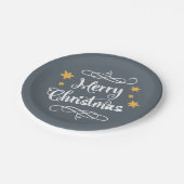 Vrolijke Kersttypografie Light Slate Grey White Papieren Bordje (Gekanteld)