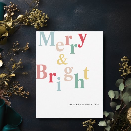 Vrolijke kersttypografie Modern Feestdagenkaart