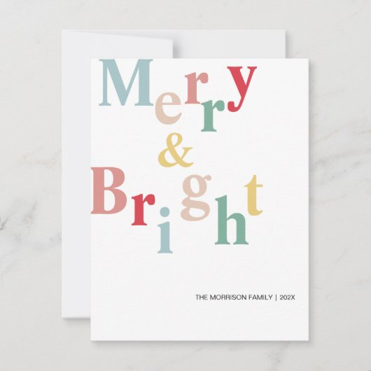 Vrolijke kersttypografie Modern Feestdagenkaart (Voorkant)