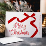 Vrolijke kersttypografie Red Bow Feestdagenkaart<br><div class="desc">Vrolijke Kersttypografie Red Bow Holiday Kaart</div>