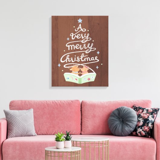 Vrolijke kersttypografie Reinders Canvas Print (Insitu (Woonkamer))
