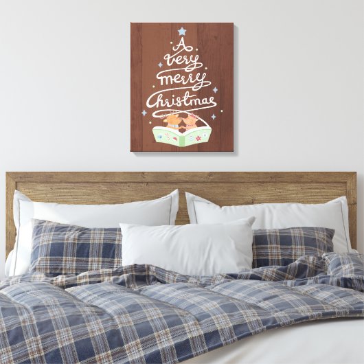 Vrolijke kersttypografie Reinders Canvas Print (Insitu (Slaapkamer))