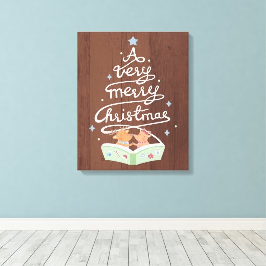 Vrolijke kersttypografie Reinders Canvas Print (Insitu (Houten vloer))