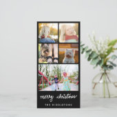 Vrolijke Kersttypografie Vijf Fotocollage Feestdagenkaart (Staand voorkant)