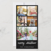 Vrolijke Kersttypografie Vijf Fotocollage Feestdagenkaart (Voorkant)