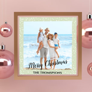 Vrolijke Kerstvakantie Foto Groene Kalligrafie Poster