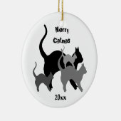 Vrolijke kerstvakantie katten keramisch ornament (Rechts)