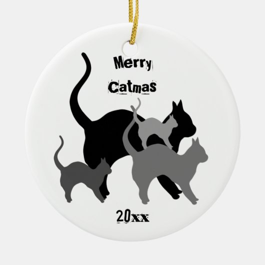 Vrolijke kerstvakantie katten keramisch ornament (Voorkant)