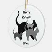 Vrolijke kerstvakantie katten keramisch ornament (Links)