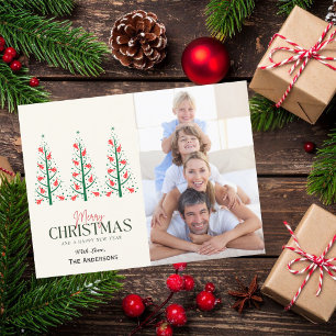 Vrolijke kerstvakantie Photo Tree op Vliegtuigpret Briefkaart