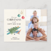 Vrolijke kerstvakantie Photo Tree op Vliegtuigpret Briefkaart (Voorkant)