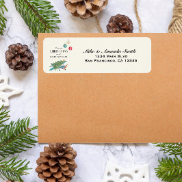 Vrolijke kerstvakantie Photo Tree op Vliegtuigpret Etiket