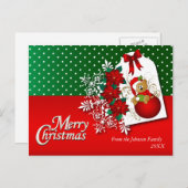 Vrolijke kerstvakantie Teddy Bear Feestdagenkaart (Voorkant / Achterkant)