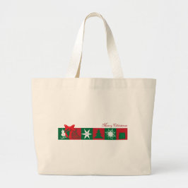 Vrolijke kerstverlichting grote tote bag