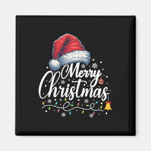 Vrolijke kerstverlichting Kerstmuts Grappig Kerstg Magneet