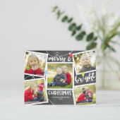 Vrolijke Kerstverlichting op Chalkboard fotocollag Briefkaart (Staand voorkant)