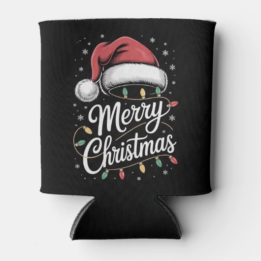 Vrolijke kerstverlichting Santa Hat Xmas Family Blikjeskoeler (Voorkant)