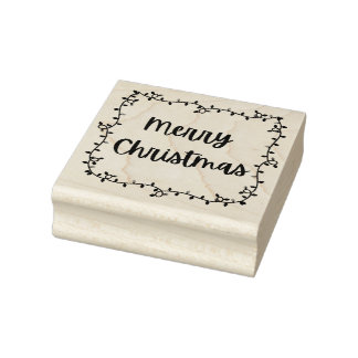 Vrolijke kerstverlichting Wood Art Stamp Rubberstempel