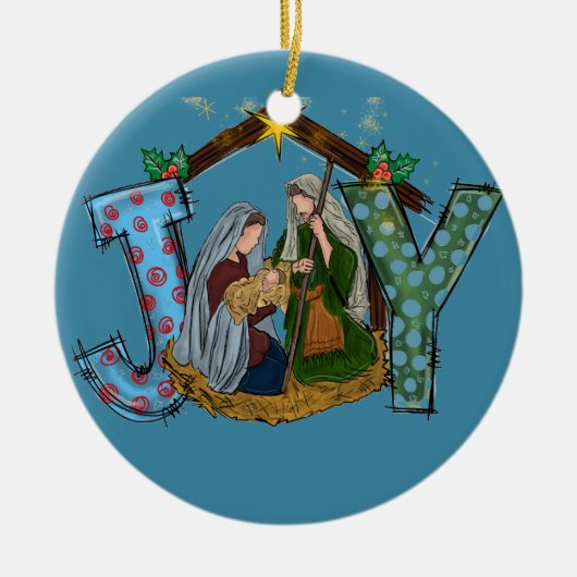 Vrolijke kerstversiering keramisch ornament (Voorkant)