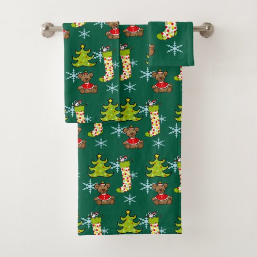 Vrolijke kerstversieringen bad handdoek (Insitu)