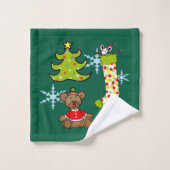 Vrolijke kerstversieringen bad handdoek (Wasdoekje)