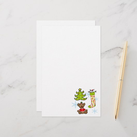 Vrolijke kerstversieringen briefpapier (Voorkant / Achterkant in situ)