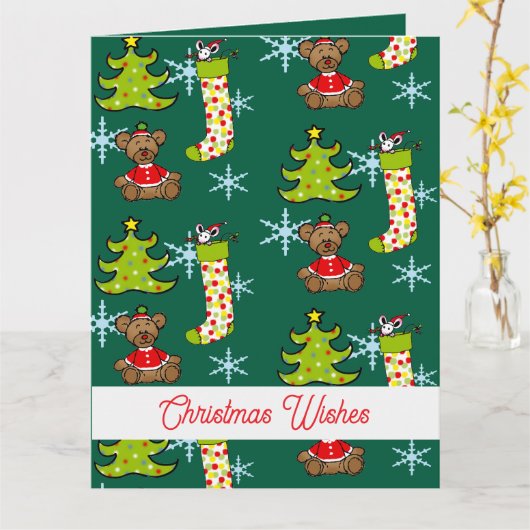 Vrolijke kerstversieringen kaart (Gele Bloem)