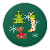 Vrolijke kerstversieringen keramische knop (Voorkant)