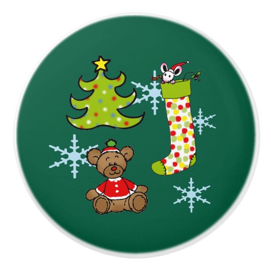 Vrolijke kerstversieringen keramische knop (Voorkant)