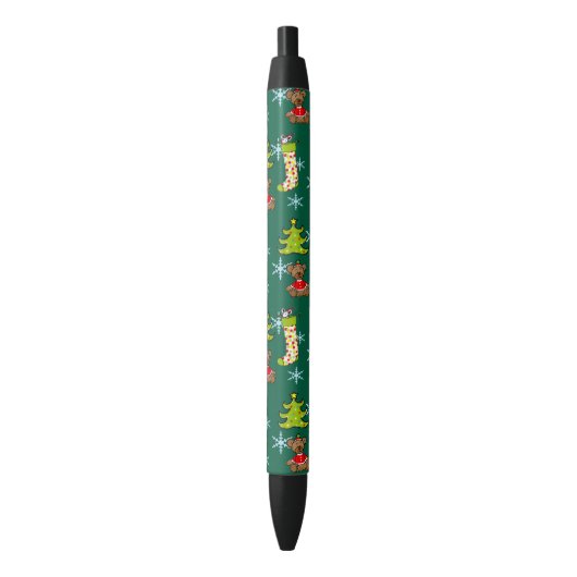 Vrolijke kerstversieringen zwarte inkt pen (Voorkant Verticaal)