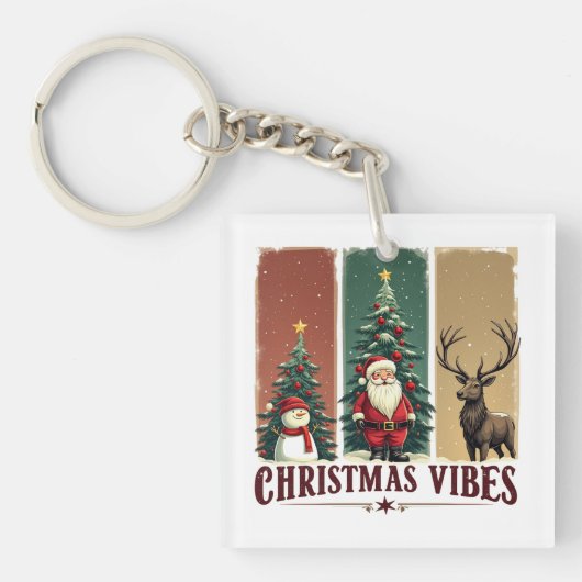 Vrolijke kerstvibes alleen Kerstmis Sleutelhanger (Voorkant)