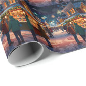 Vrolijke kerstviering in de winter cadeaupapier (Rol Hoek)