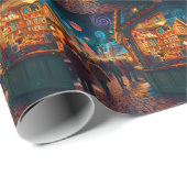 Vrolijke kerstviering in de winter cadeaupapier (Rol Hoek)