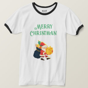 Vrolijke Kerstviering Wensen Gedrukte Ringer T-shirt