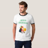 Vrolijke Kerstviering Wensen Gedrukte Ringer T-shirt (Voorkant volledig)
