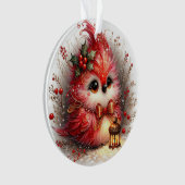 Vrolijke Kerstvogel met Lantaarn Ornament (voorkant)