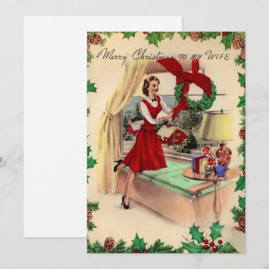  vrolijke kerstvrouw feestdagenkaart (Voorkant / Achterkant)