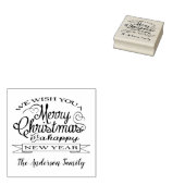 Vrolijke Kerstwens Aangepaste Familienaam Rubberstempel (Gestempeld)