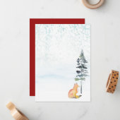 Vrolijke Kerstwensen Blank Vos Notitiekaartje (Voorkant / Achterkant in situ)