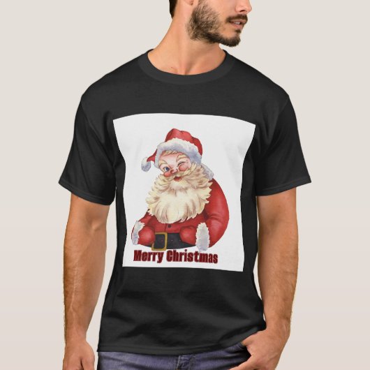 Vrolijke Kerstwensen Gedrukte Vrede Basic Dark T-shirt (Voorkant)