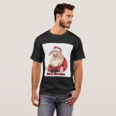 Vrolijke Kerstwensen Gedrukte Vrede Basic Dark T-shirt (Voorkant volledig)