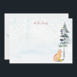 Vrolijke kerstwensen gepersonaliseerde vos notitiekaartje<br><div class="desc">Verstuur feestelijke vrolijke kerstwensen met deze eenvoudige maar rustieke notecard met een charmante waterverf vos en dennenboom op een besneeuwde achtergrond. Het en retro design toont de unieke waterverf kunst van Victoria Grigaliunas van Do Tell A Belle en biedt een schattige winterscène die perfect is voor het verspreiden van feestvreugde....</div>