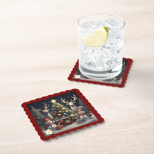 "Vrolijke kerstwensen" Kartonnen Onderzetters (Insitu)