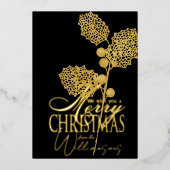 Vrolijke kerstwensen Retro Xmas Kaart Goudfolie (Voorkant)